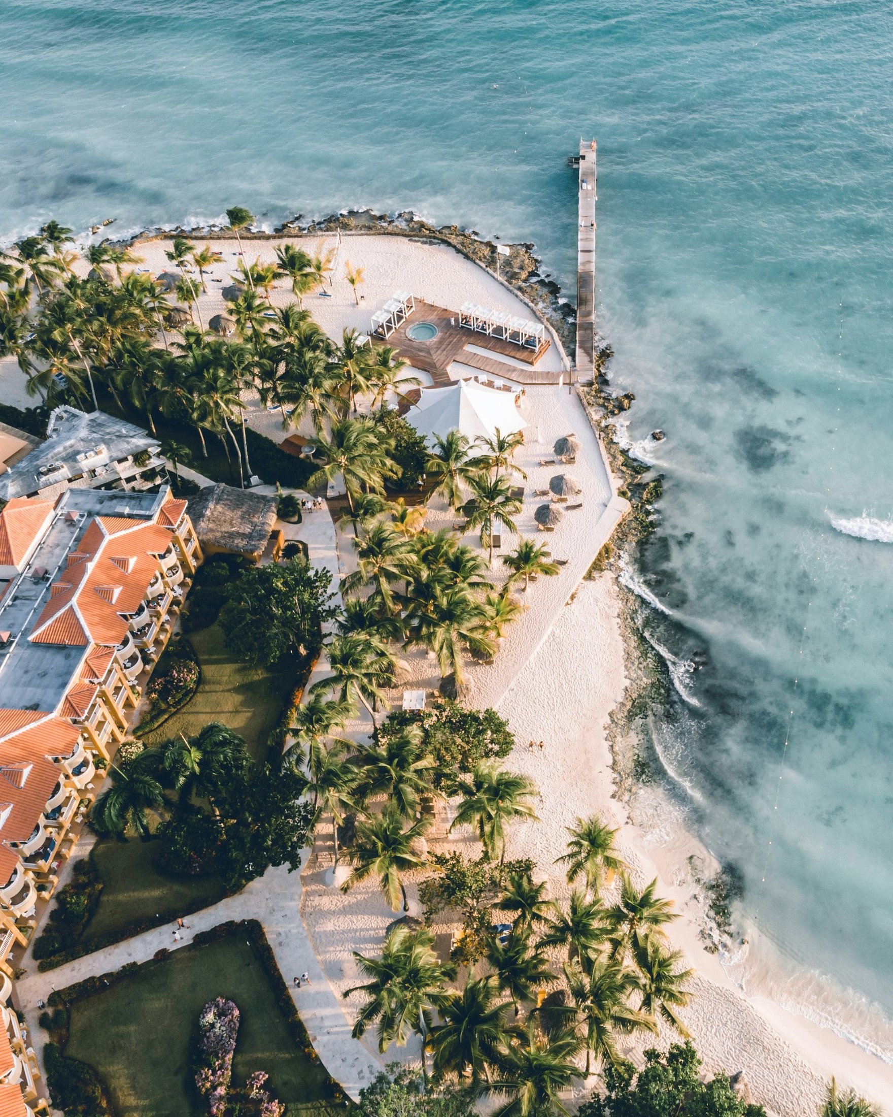 Aerial view of Bayahíbe coastline in the Dominican Republic