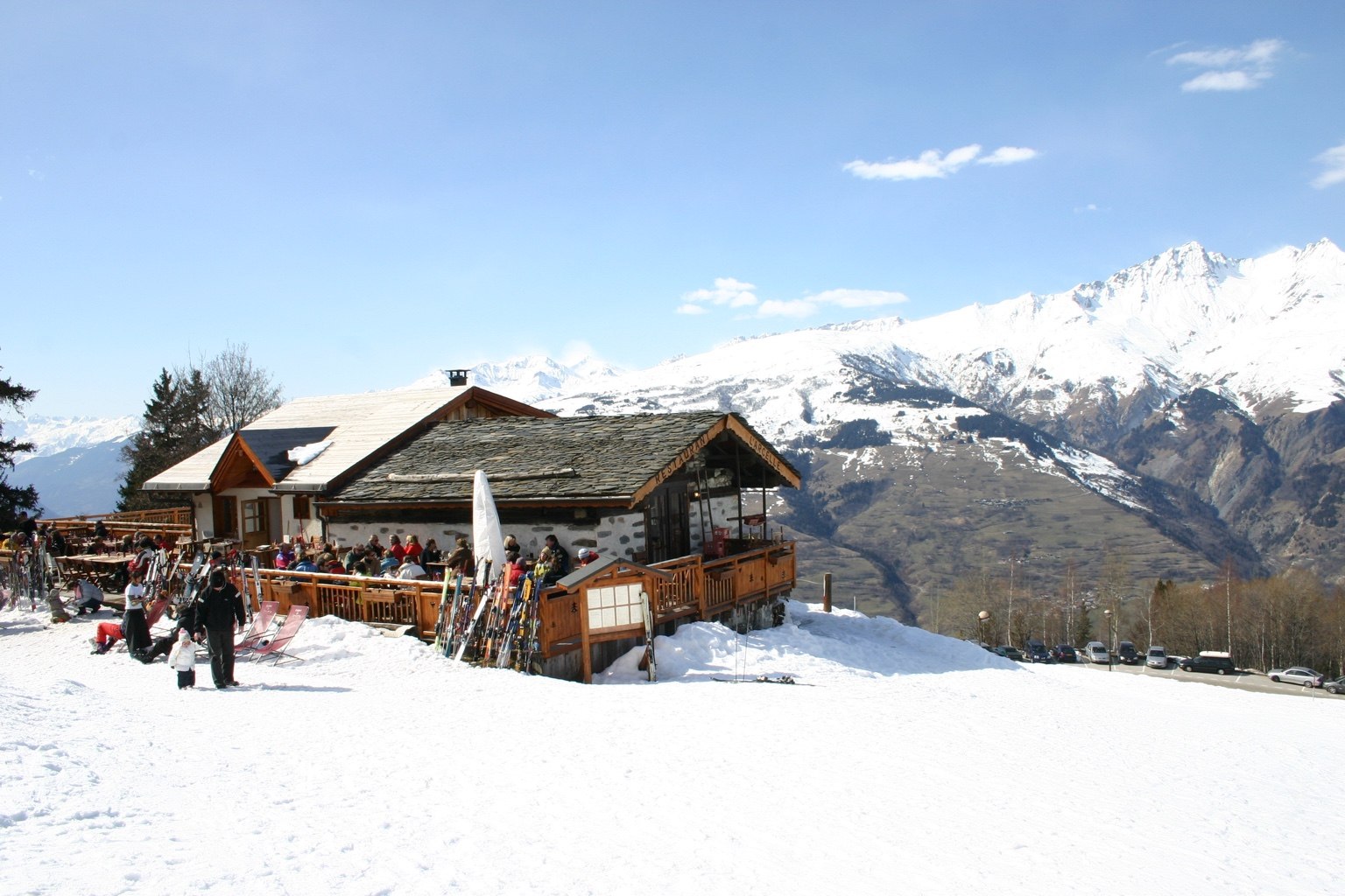 Mountain restaurant in the European Alps
